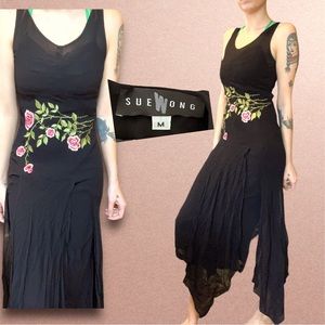 Y2K vintage flower embroidery Sue Wong dress size medium